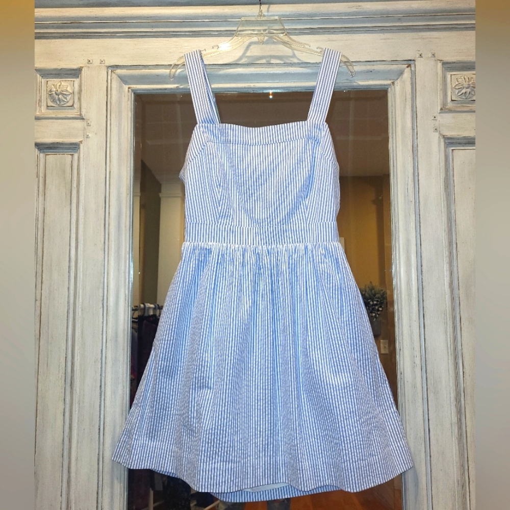 Seersucker Apron Dress: NWT- JCrew. Sz. Large